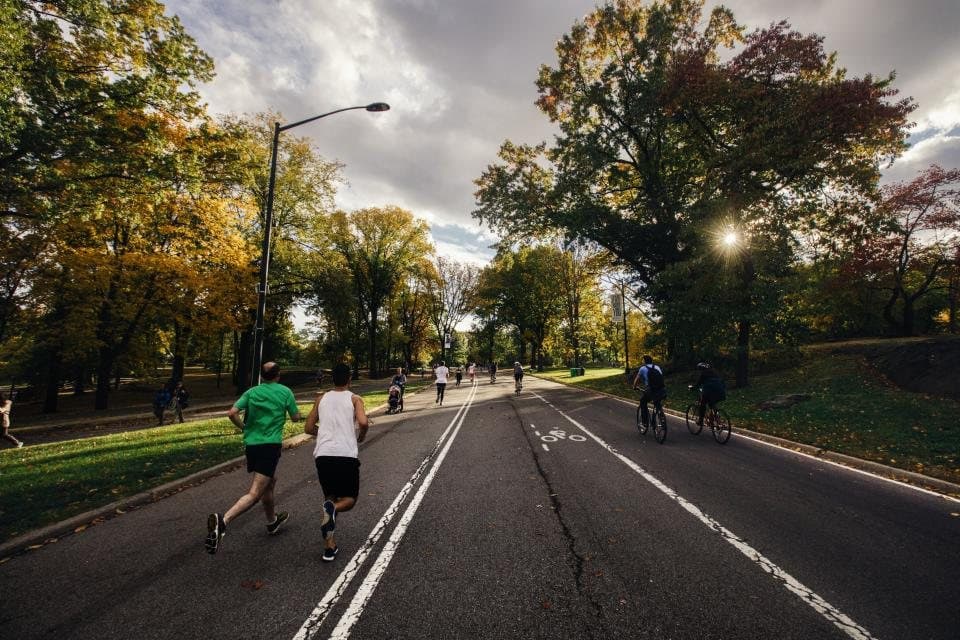 Groupe de coureurs dans un parc